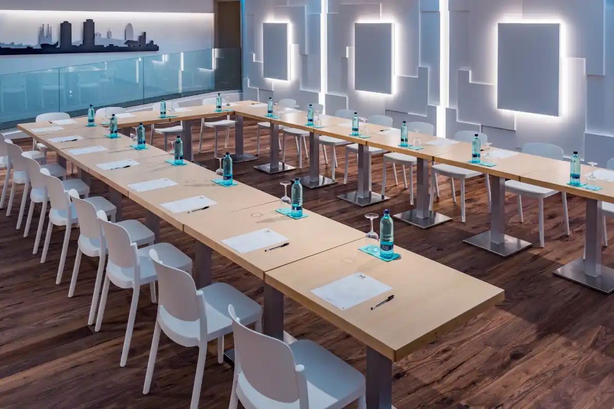 Tables and chairs for event room at Hotel Alhambra Santa Susanna